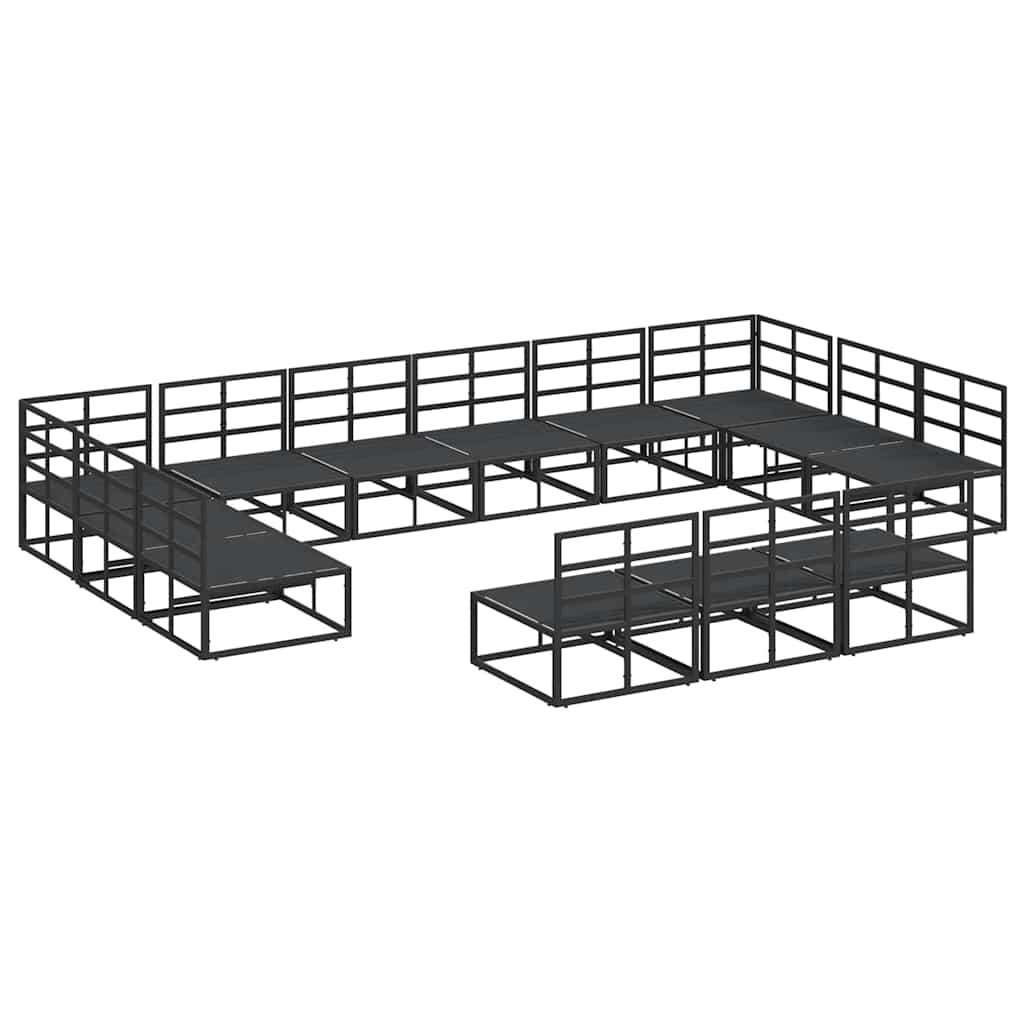 Garten-Sofa-Set mit Kissen Schwarz Aluminium