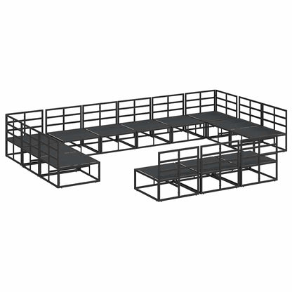 Garten-Sofa-Set mit Kissen Schwarz Aluminium