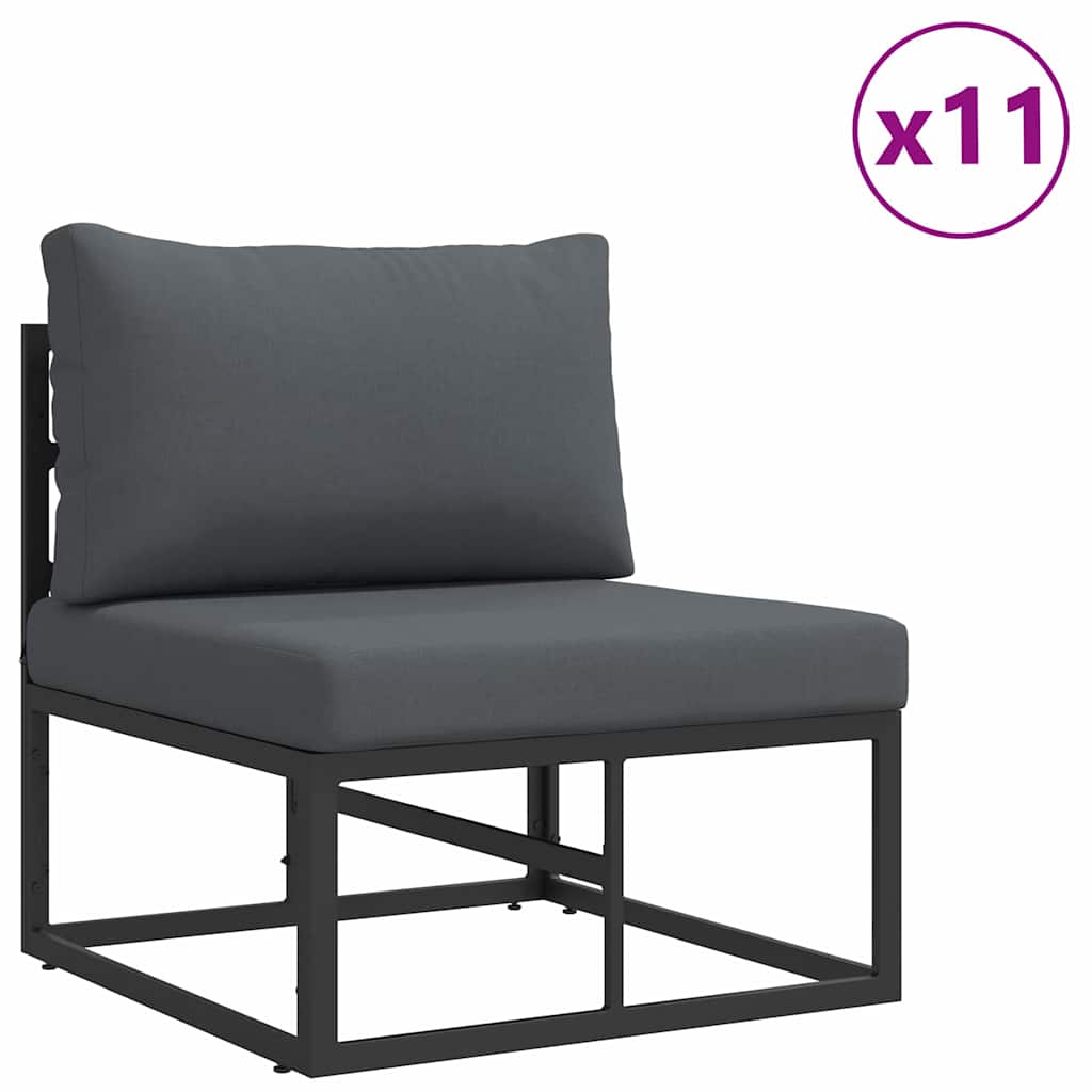 Garten-Sofa-Set mit Kissen Schwarz Aluminium