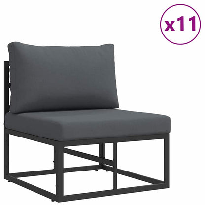 Garten-Sofa-Set mit Kissen Schwarz Aluminium