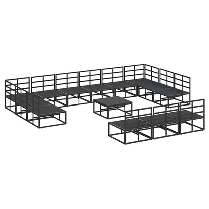 Garten-Sofa-Set mit Kissen Schwarz Aluminium