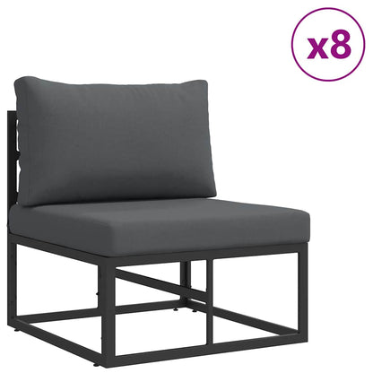 Garten-Sofa-Set mit Kissen 12 pcs Schwarz Aluminium