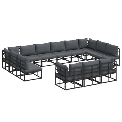 Garten-Sofa-Set mit Kissen 13 pcs Schwarz Aluminium