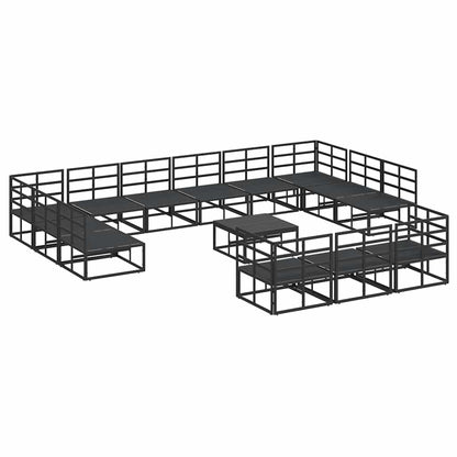 Garten-Sofa-Set mit Kissen 14 pcs Schwarz Aluminium