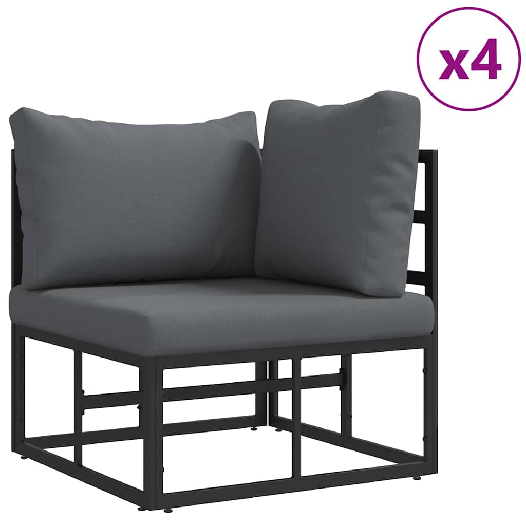 Garten-Sofa-Set mit Kissen 14 pcs Schwarz Aluminium