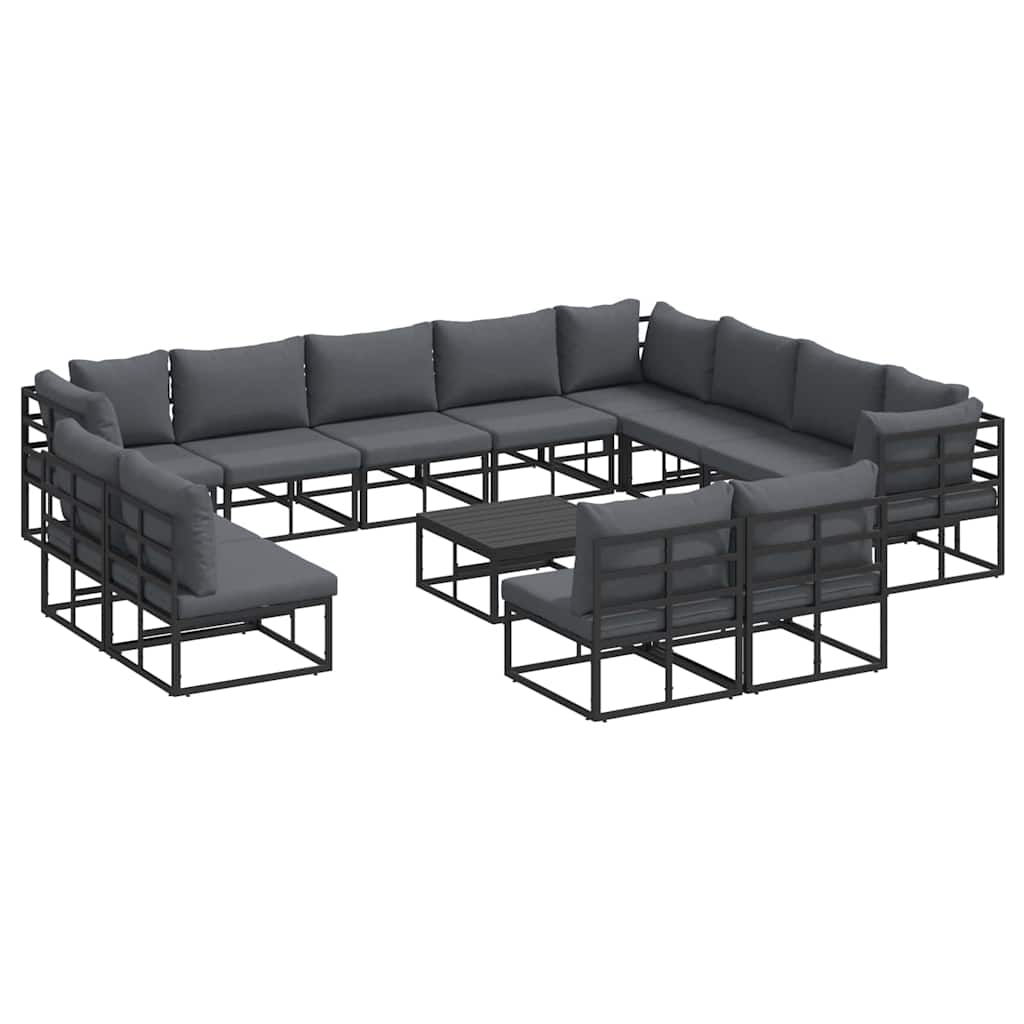Garten-Sofa-Set mit Kissen 13 pcs Schwarz Aluminium