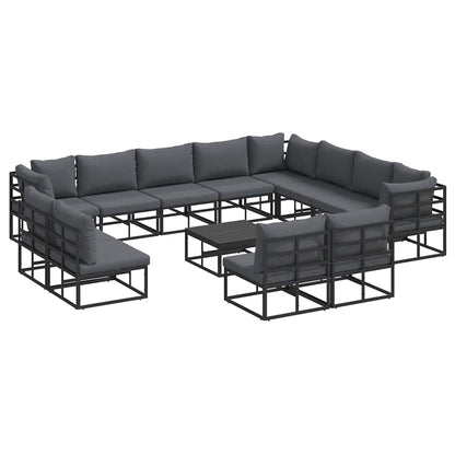Garten-Sofa-Set mit Kissen 13 pcs Schwarz Aluminium