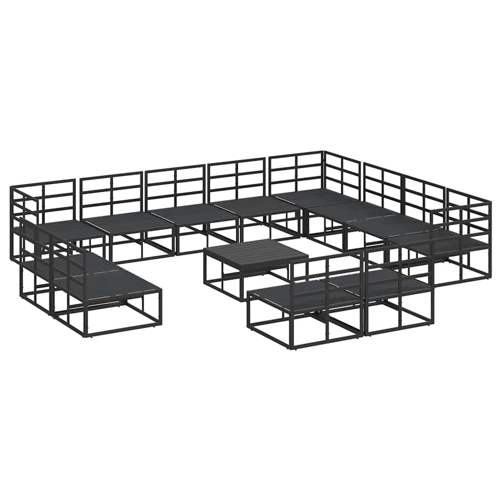 Garten-Sofa-Set mit Kissen 13 pcs Schwarz Aluminium
