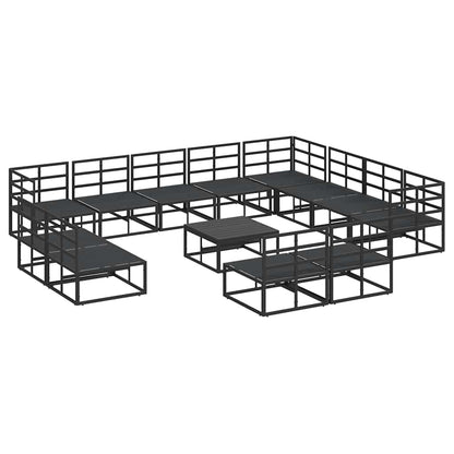Garten-Sofa-Set mit Kissen 13 pcs Schwarz Aluminium