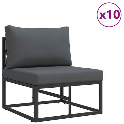 Garten-Sofa-Set mit Kissen 13 pcs Schwarz Aluminium