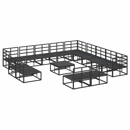 Garten-Sofa-Set mit Kissen 14 pcs Schwarz Aluminium