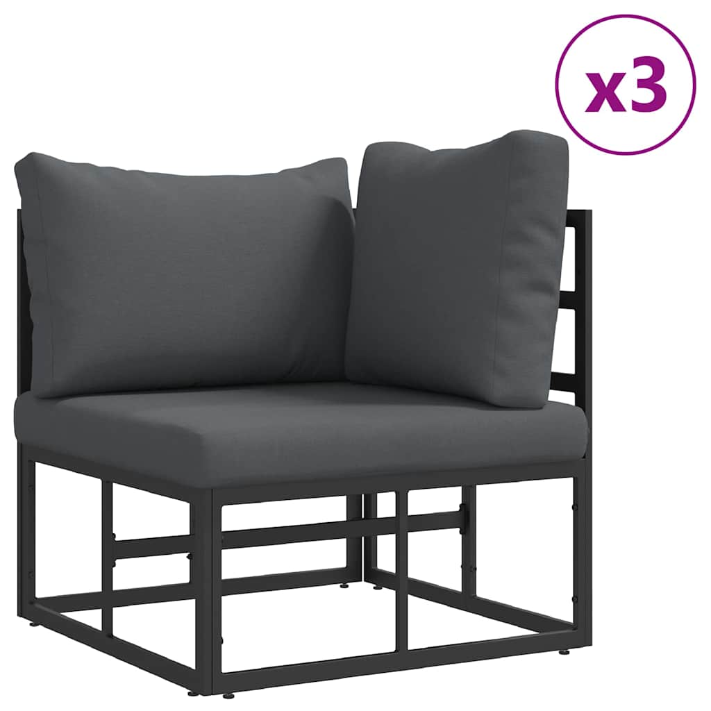 Garten-Sofa-Set mit Kissen 14 pcs Schwarz Aluminium