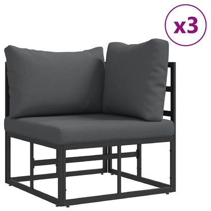 Garten-Sofa-Set mit Kissen 14 pcs Schwarz Aluminium