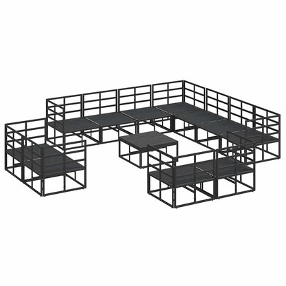 Garten-Sofa-Set mit Kissen 12 pcs Schwarz Aluminium