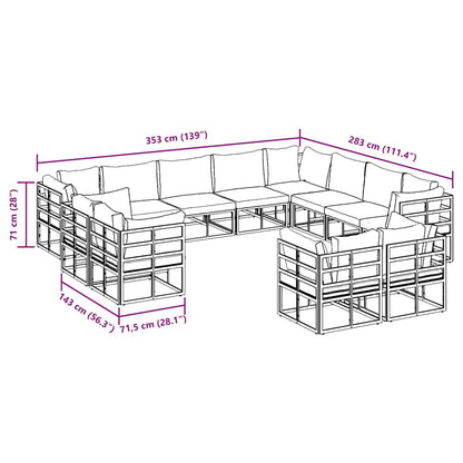 Garten-Sofa-Set mit Kissen 12 pcs