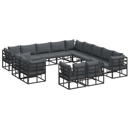 Garten-Sofa-Set mit Kissen 13 pcs Schwarz Aluminium