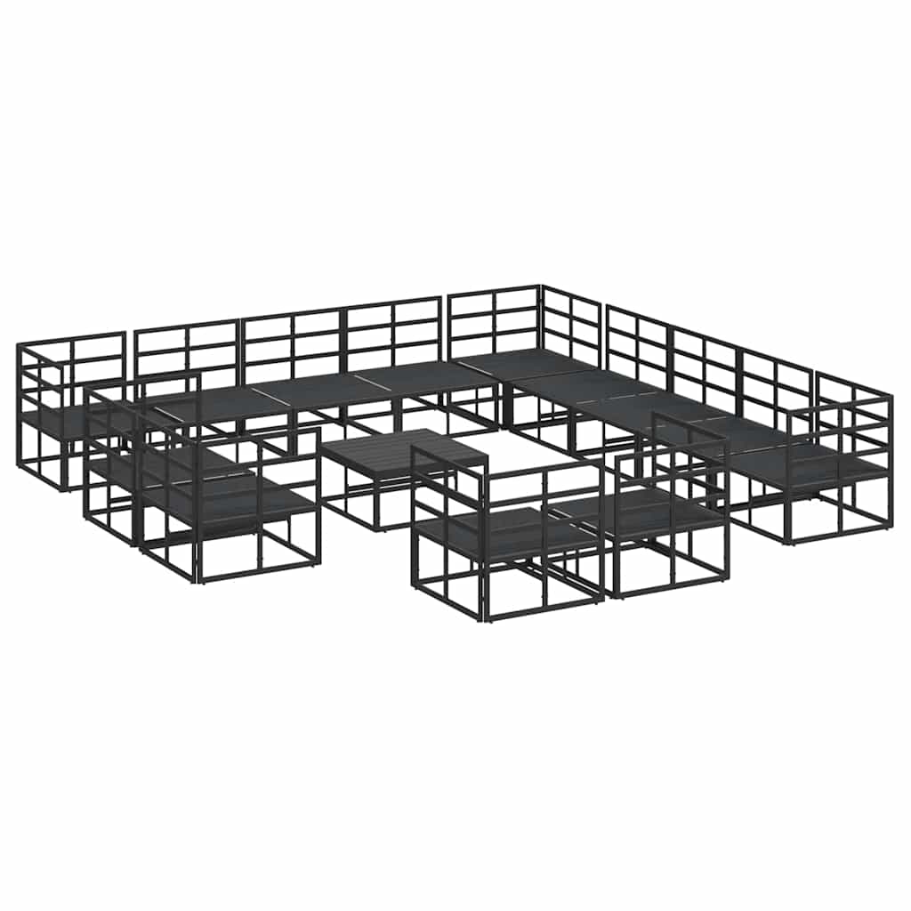 Garten-Sofa-Set mit Kissen 14 pcs Schwarz Aluminium