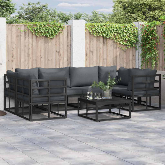Garten-Sofa-Set 6 pcs Schwarz Aluminium