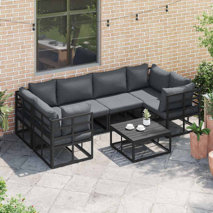 Garten-Sofa-Set 6 pcs Schwarz Aluminium