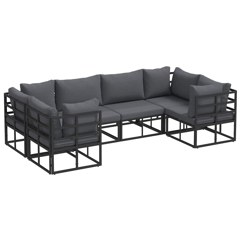 Garten-Sofa-Set 6 pcs Schwarz Aluminium