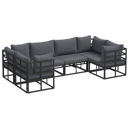 Garten-Sofa-Set 6 pcs Schwarz Aluminium