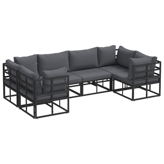 Garten-Sofa-Set 6 pcs Schwarz Aluminium
