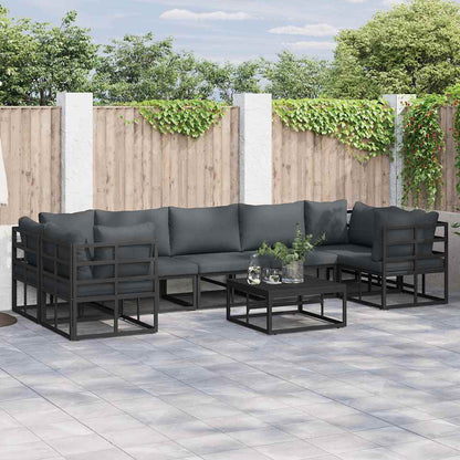 Garten-Sofa-Set 7 pcs Schwarz Aluminium