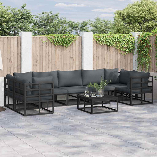 Garten-Sofa-Set 7 pcs Schwarz Aluminium