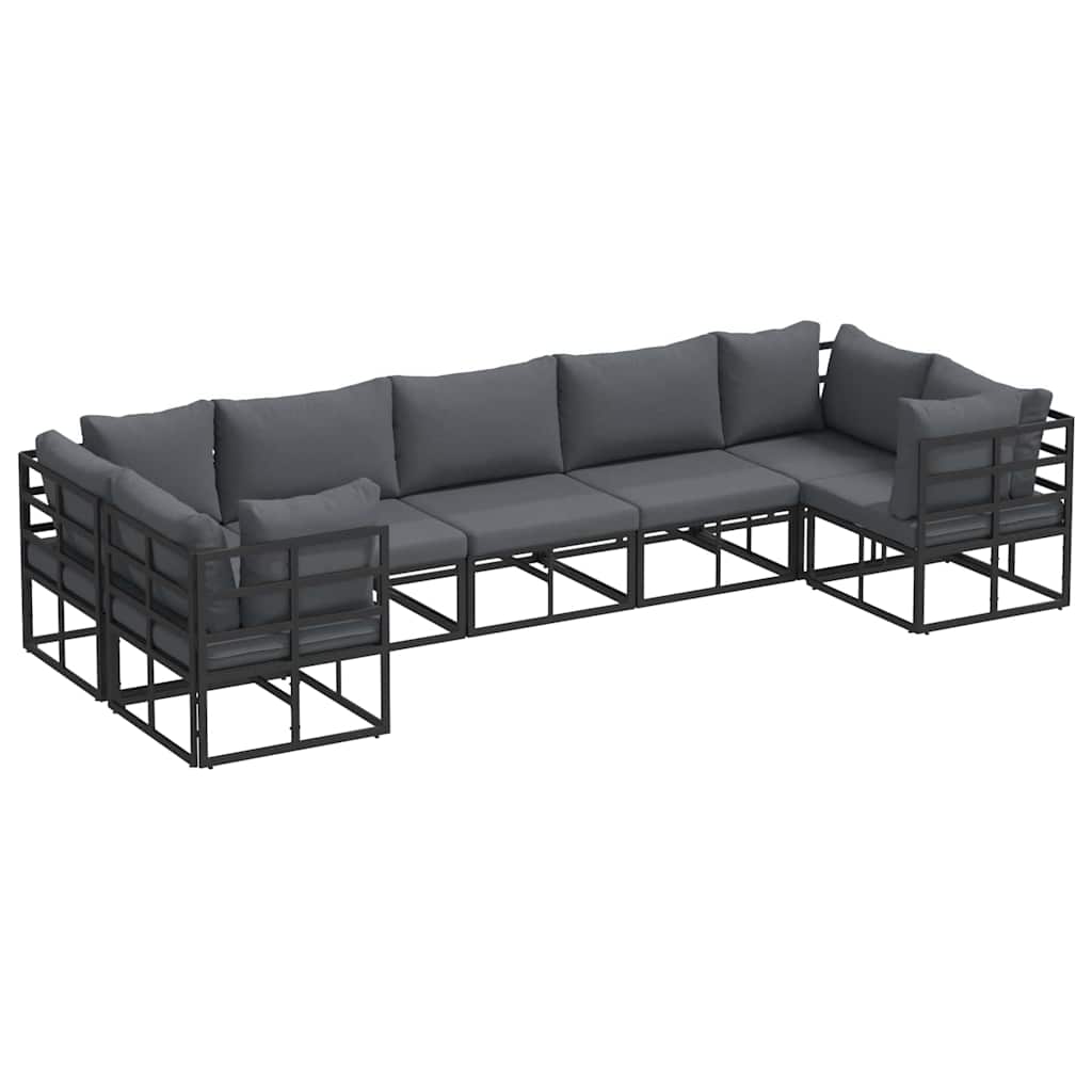 Garten-Sofa-Set 7 pcs Schwarz Aluminium