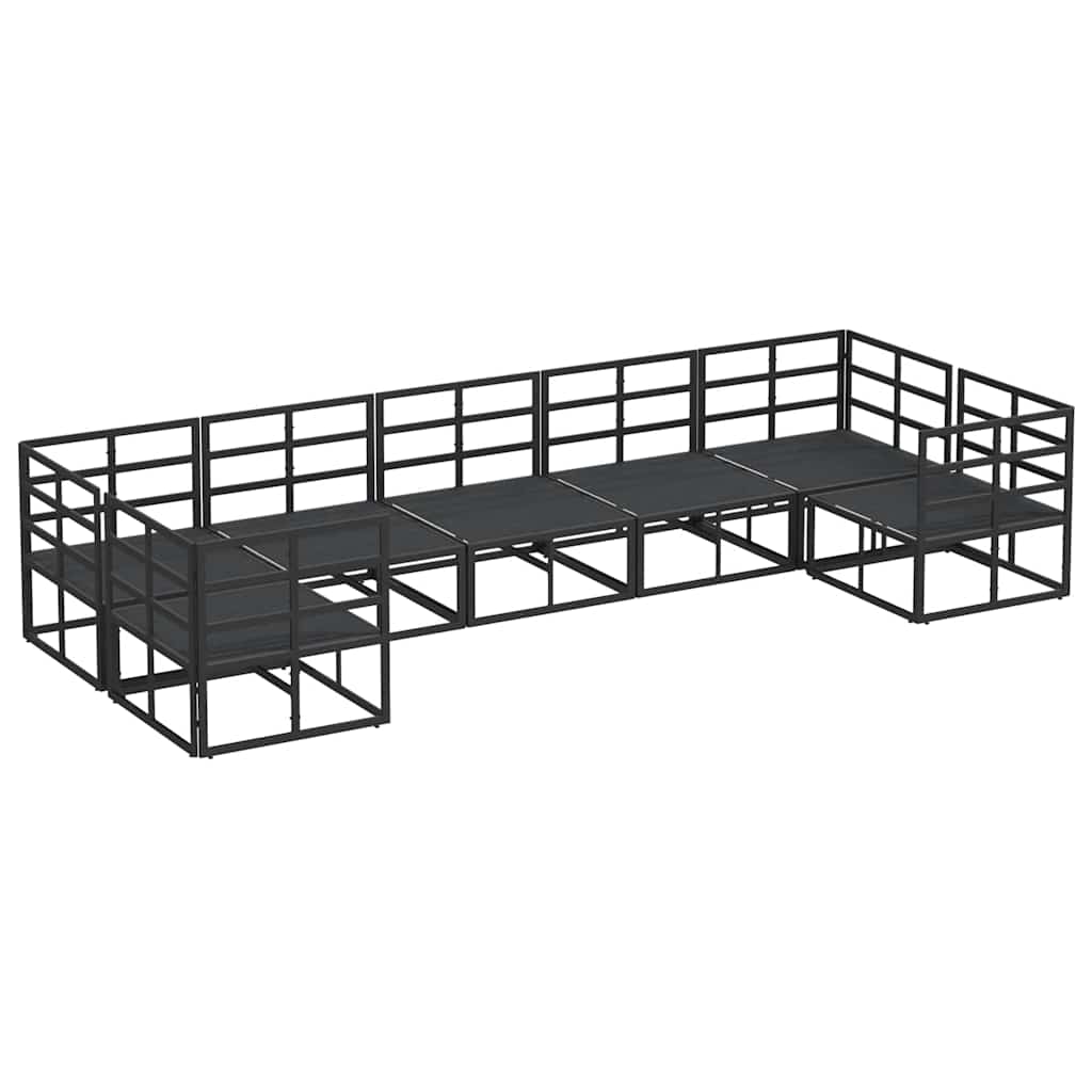 Garten-Sofa-Set 7 pcs Schwarz Aluminium