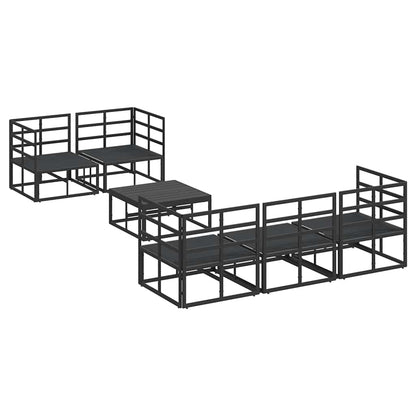 Garten-Sofa-Set mit Kissen 6 pcs Schwarz Aluminium