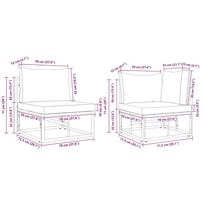 Garten-Sofa-Set mit Kissen 7 pcs Schwarz Aluminium