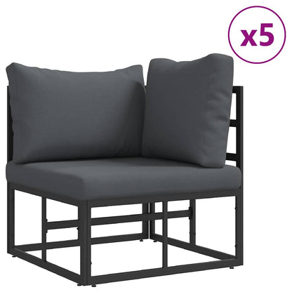 Garten-Sofa-Set mit Kissen 7 pcs Schwarz Aluminium