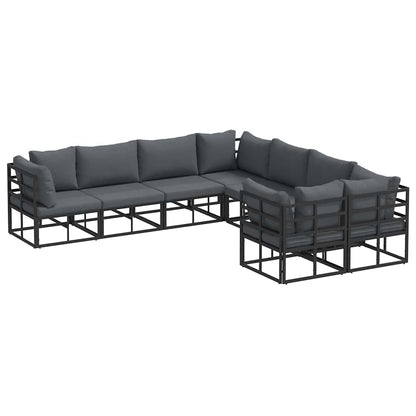 Garten-Sofa-Set mit Kissen 8 pcs Schwarz Aluminium