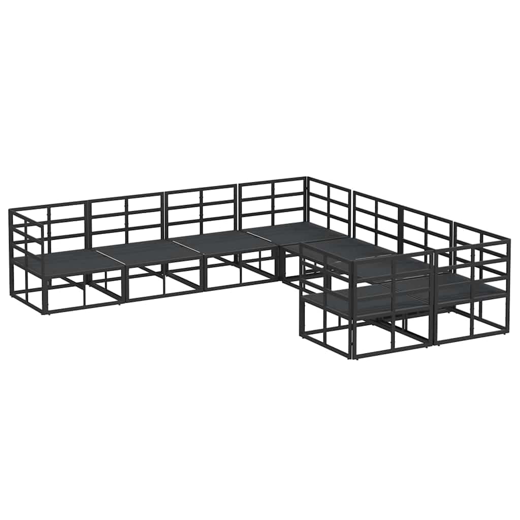 Garten-Sofa-Set mit Kissen 8 pcs Schwarz Aluminium