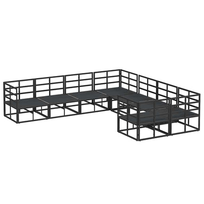 Garten-Sofa-Set mit Kissen 8 pcs Schwarz Aluminium