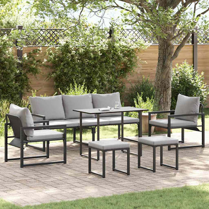 Garten-Sofa-Set 6 pcs Schwarz Stahl
