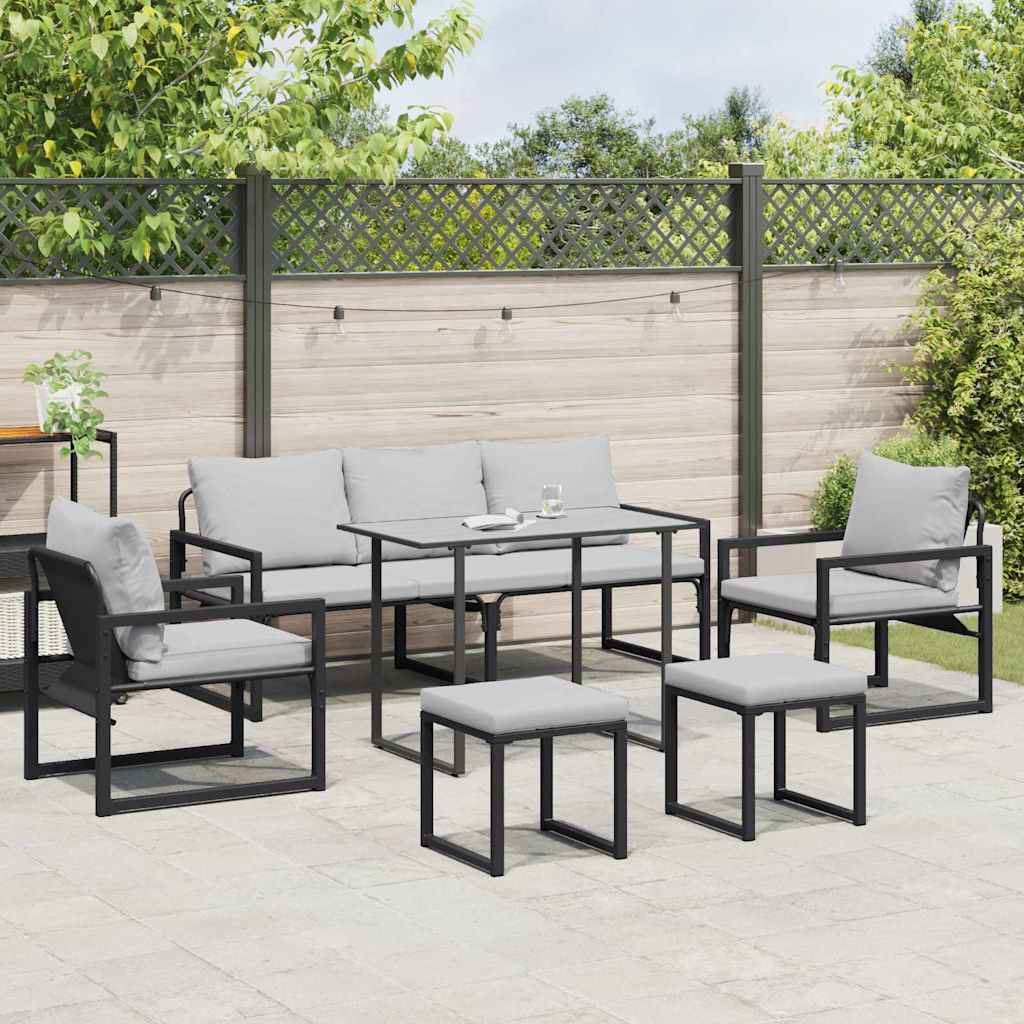 Garten-Sofa-Set 6 pcs Schwarz Stahl