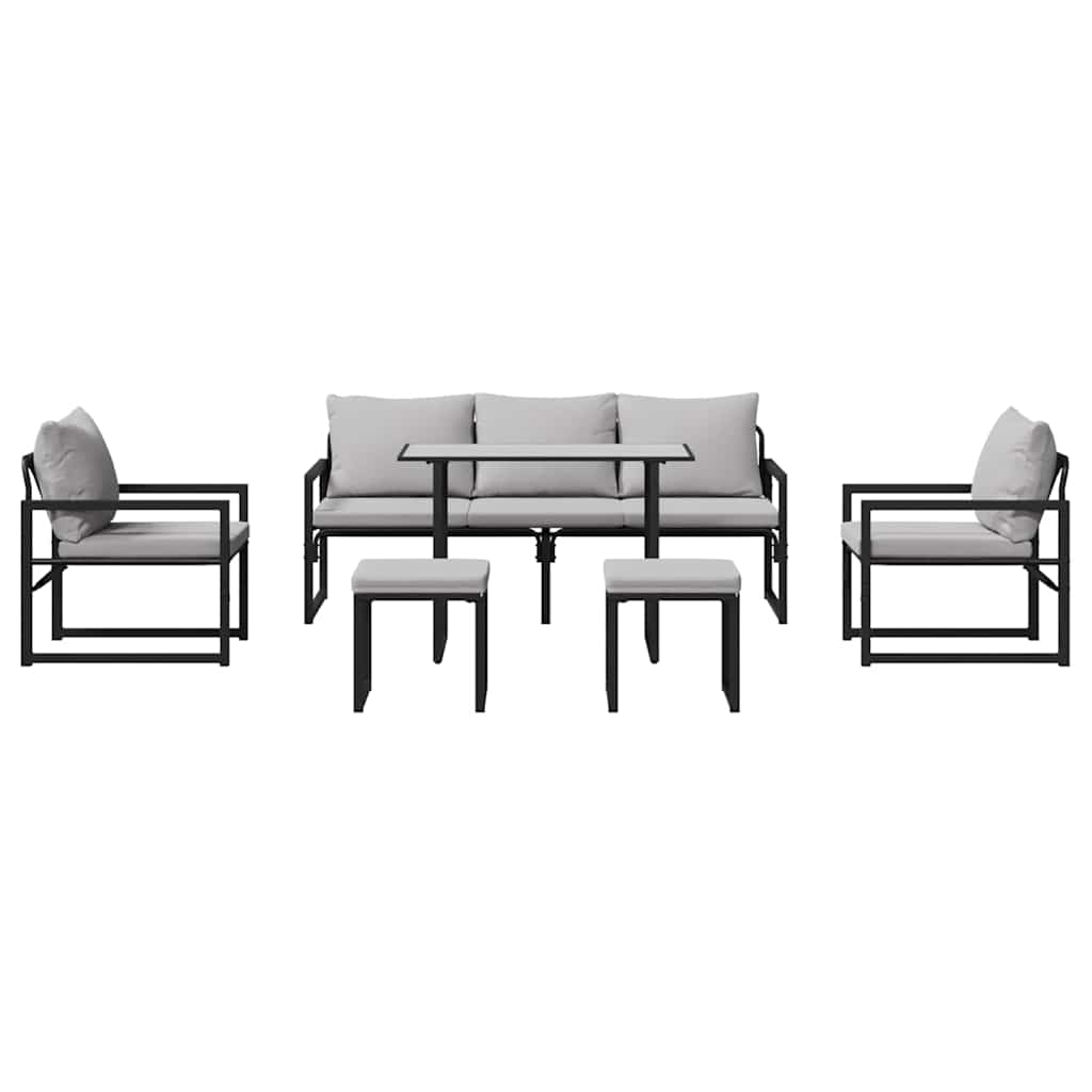 Garten-Sofa-Set 6 pcs Schwarz Stahl