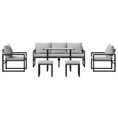 Garten-Sofa-Set 6 pcs Schwarz Stahl