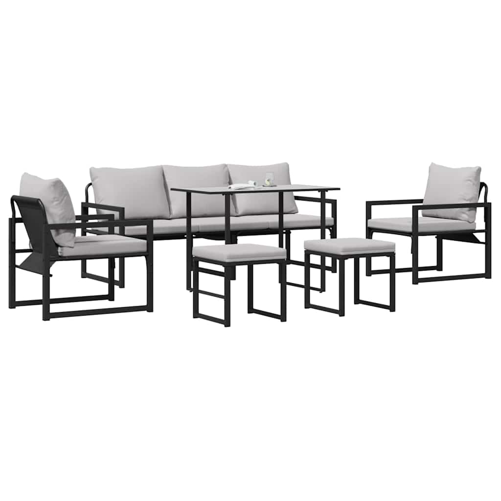 Garten-Sofa-Set 6 pcs Schwarz Stahl