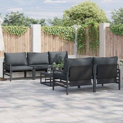Garten-Sofa-Set mit Kissen 6 pcs Anthrazit Stahl & Stoff