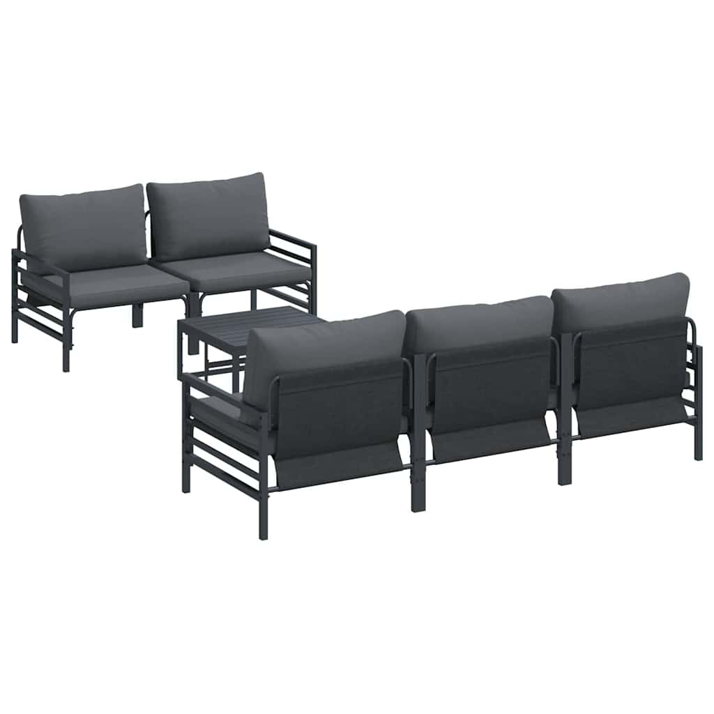 Garten-Sofa-Set mit Kissen 6 pcs Anthrazit Stahl & Stoff
