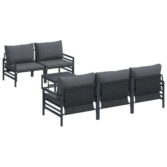 Garten-Sofa-Set mit Kissen 6 pcs Anthrazit Stahl & Stoff
