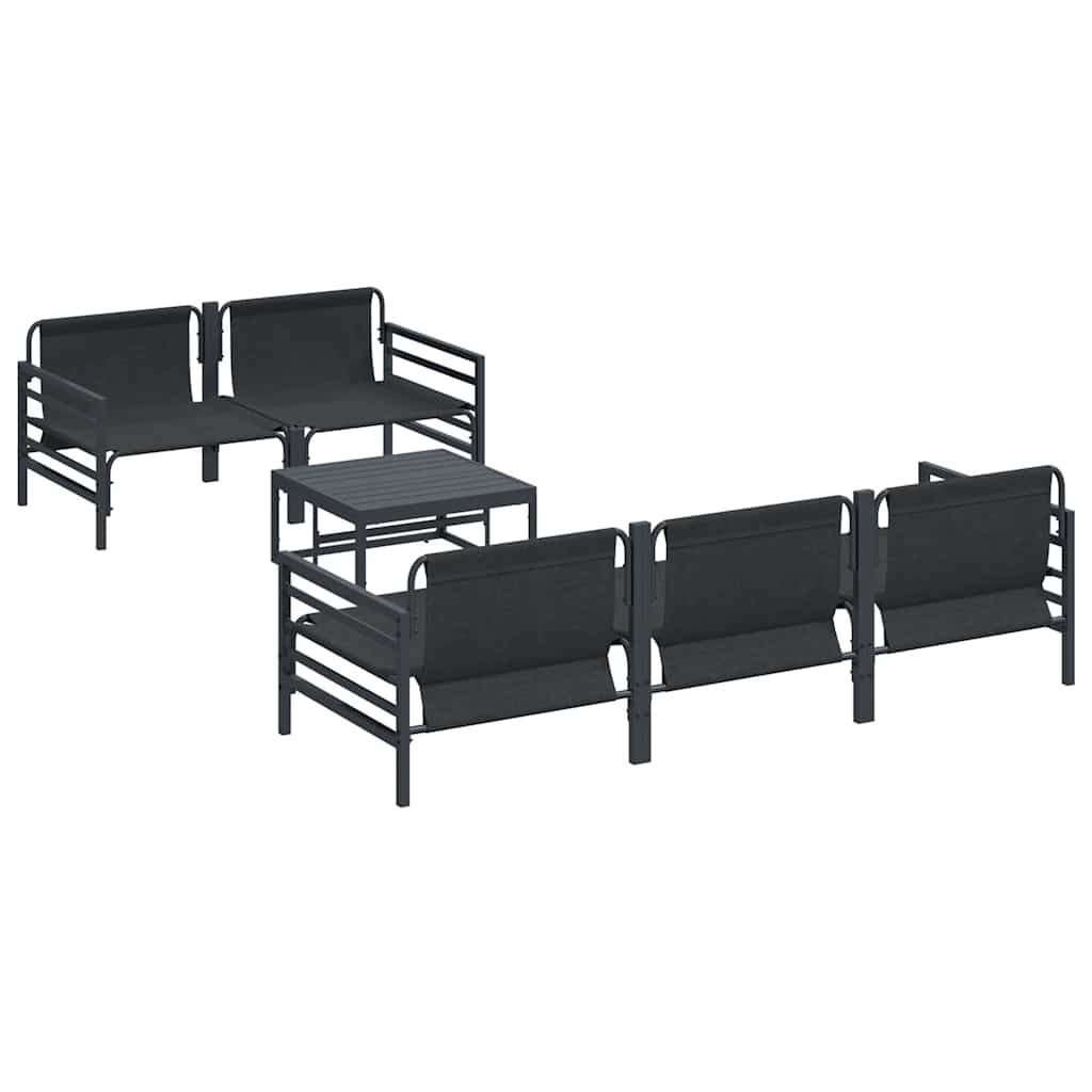 Garten-Sofa-Set mit Kissen 6 pcs Anthrazit Stahl & Stoff