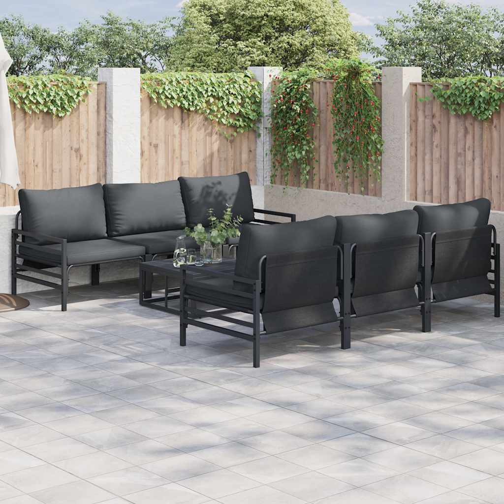 Garten-Sofa-Set mit Kissen 7 pcs Anthrazit Stahl & Gewebe