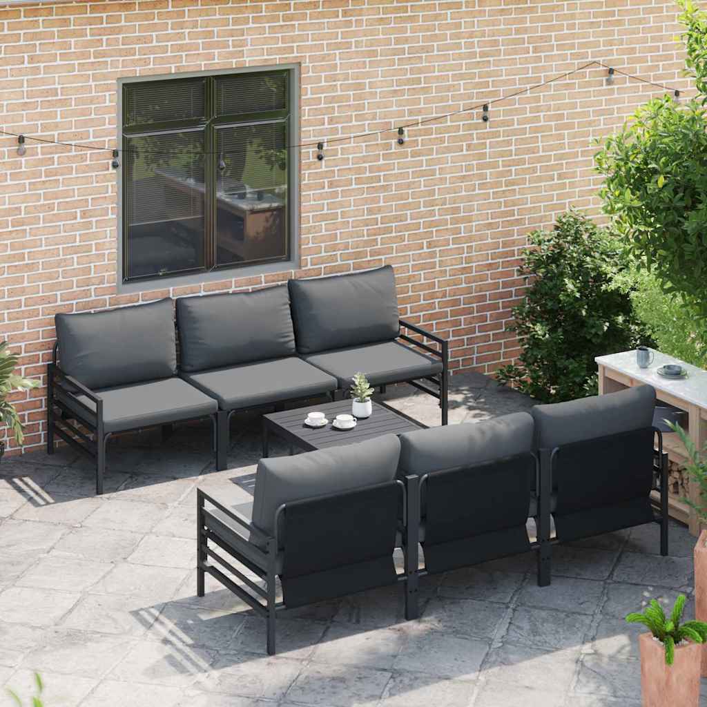 Garten-Sofa-Set mit Kissen 7 pcs Anthrazit Stahl & Gewebe