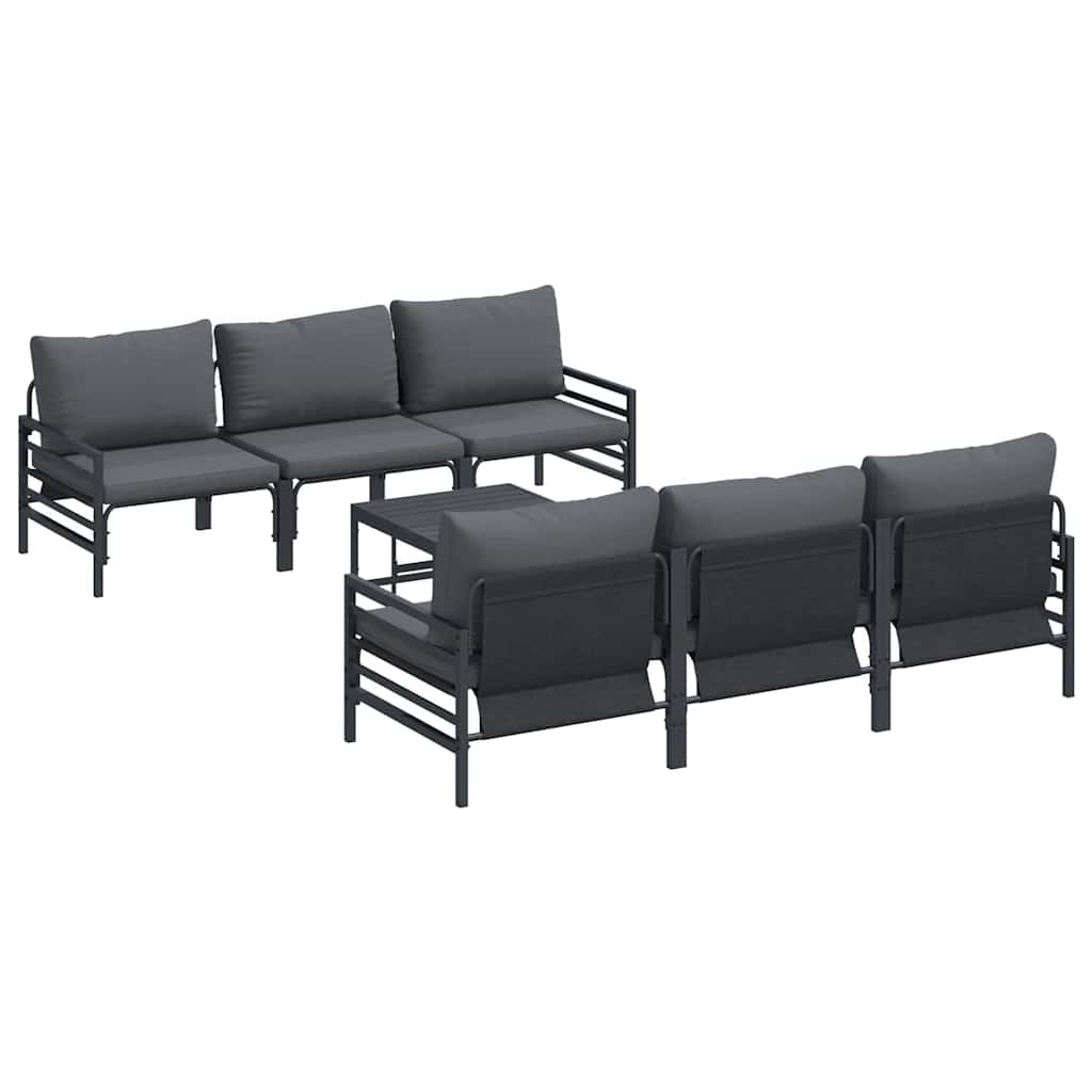 Garten-Sofa-Set mit Kissen 7 pcs Anthrazit Stahl & Gewebe