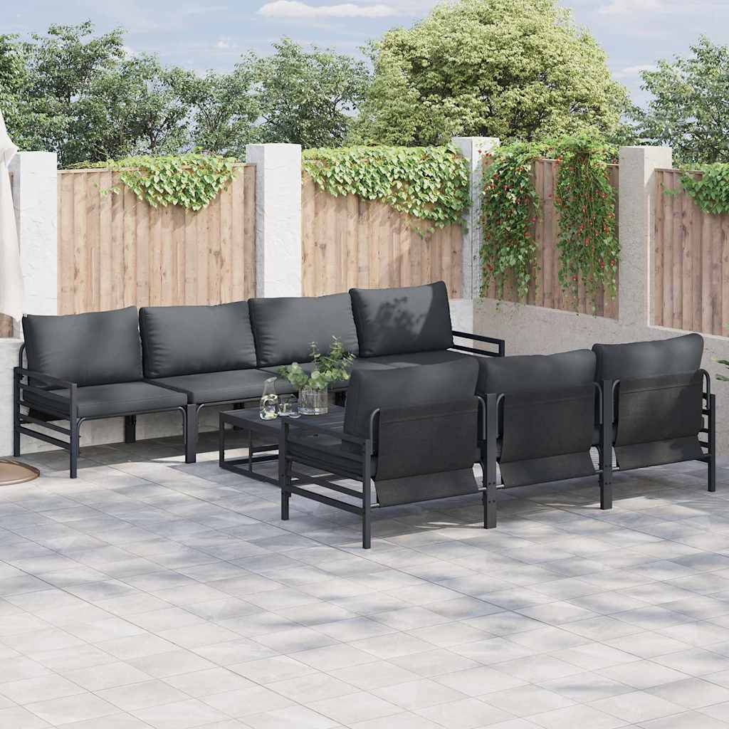 Garten-Sofa-Set mit Kissen 8 pcs Anthrazit Stahl & Gewebe