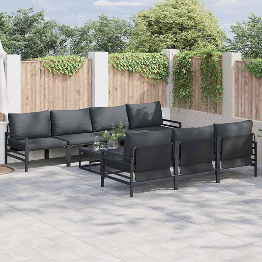Garten-Sofa-Set mit Kissen 8 pcs Anthrazit Stahl & Gewebe